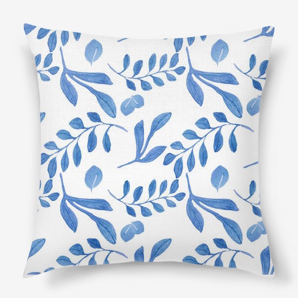 Подушка «Паттерн голубые листья »