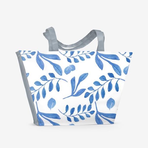 Пляжная сумка &laquo;Паттерн голубые листья &raquo;