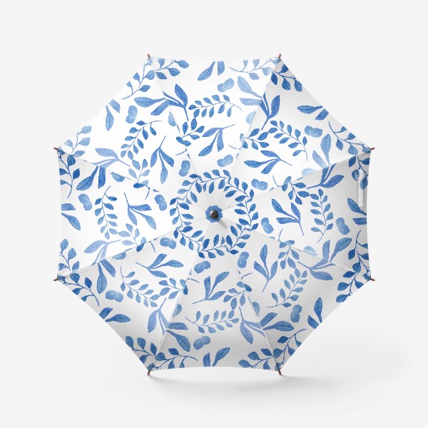 Зонт «Паттерн голубые листья »