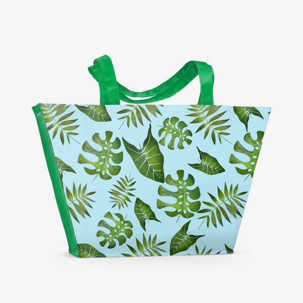 Пляжная сумка «Тропические листья. Акварель.»
