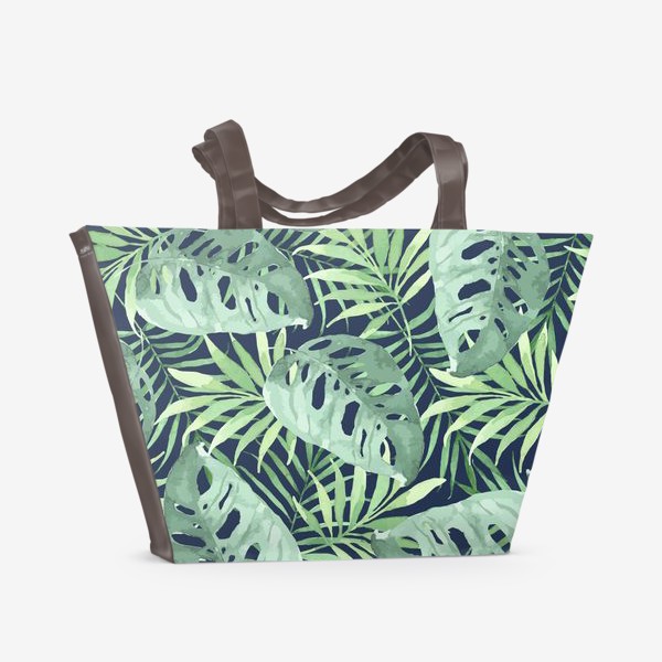 Пляжная сумка «Тропические листья. Акварельный узор 3»