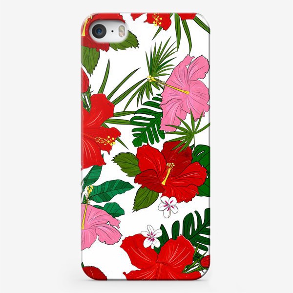 Чехол iPhone «тропические цветы и пальмы»