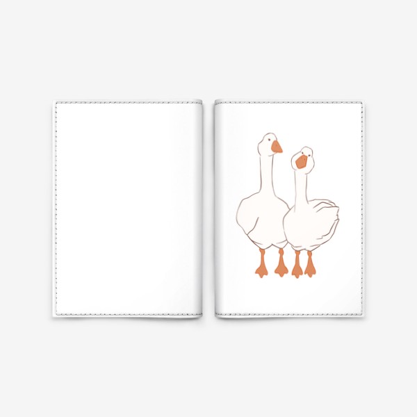 Обложка для паспорта «Влюблённые гуси»