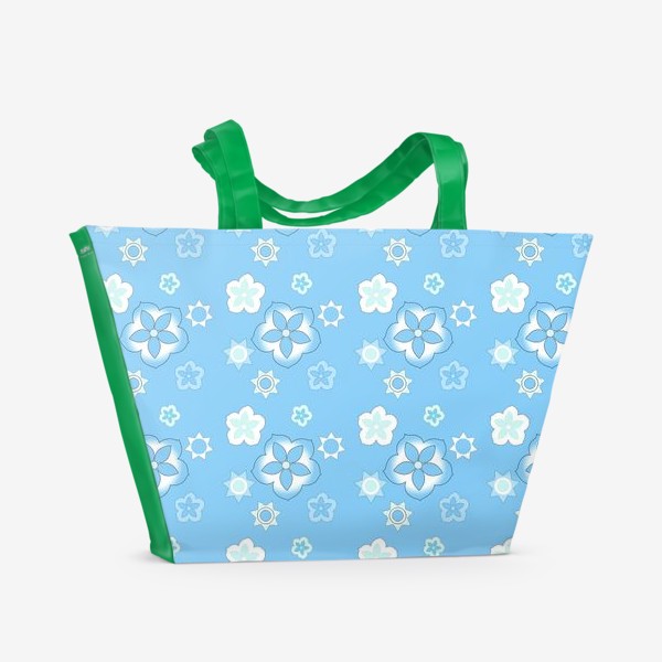 Пляжная сумка «Цветы-звезды в синих тонах»
