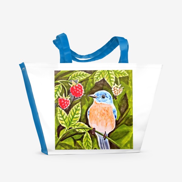 Пляжная сумка «Птичка и малина»