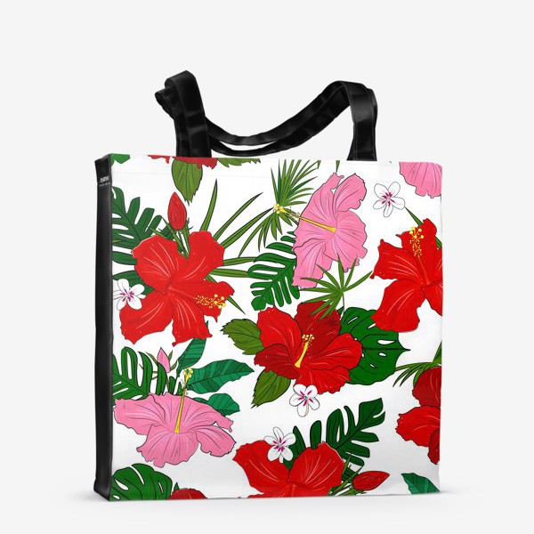 Сумка-шоппер «тропические цветы и пальмы»