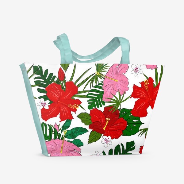 Пляжная сумка «тропические цветы и пальмы»