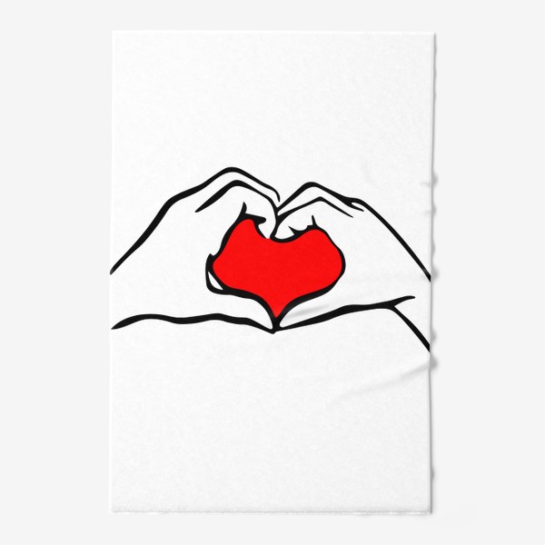 Полотенце &laquo;Руки держат красное сердце / С Днём рождения / С Днём святого Валентина&raquo;