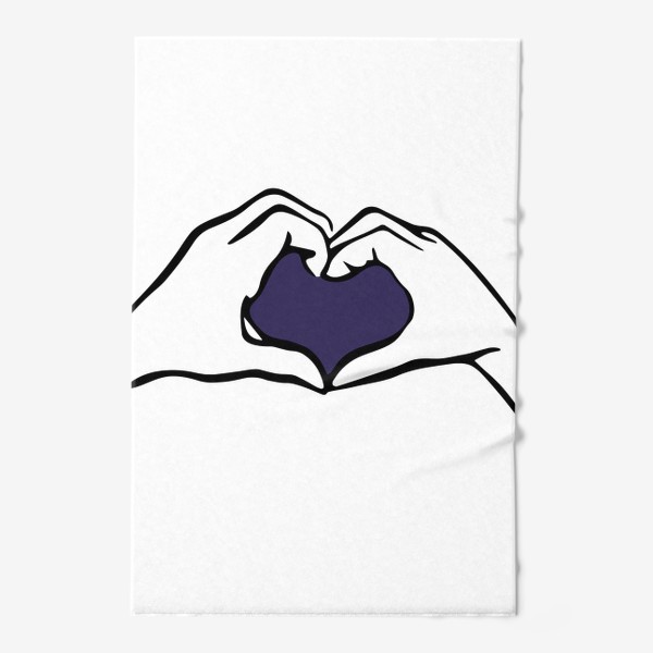 Полотенце &laquo;Руки держат тёмно-синее сердце / С Днём рождения / С Днём святого Валентина&raquo;