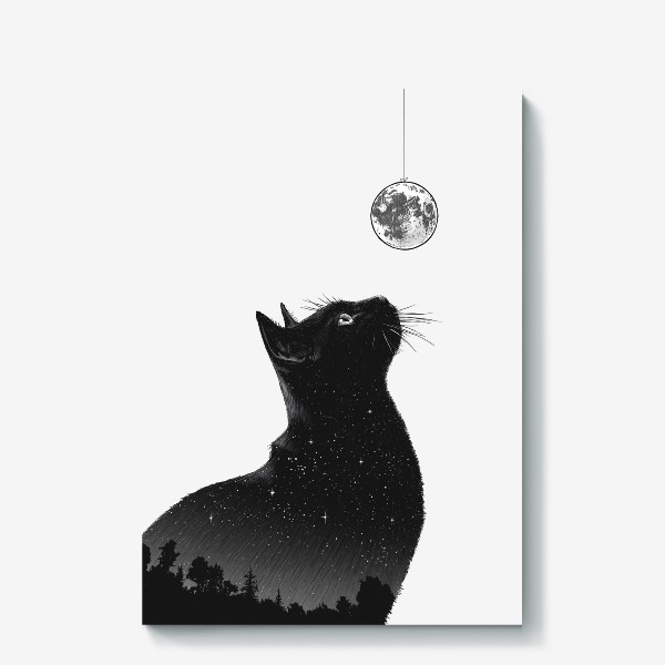 Холст «Кот с луной»