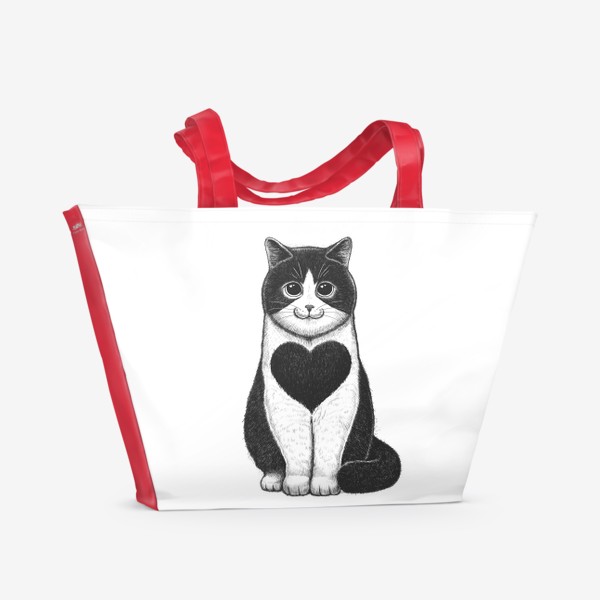Пляжная сумка «Кот с сердцем»