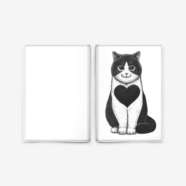 Обложка для паспорта «Кот с сердцем»