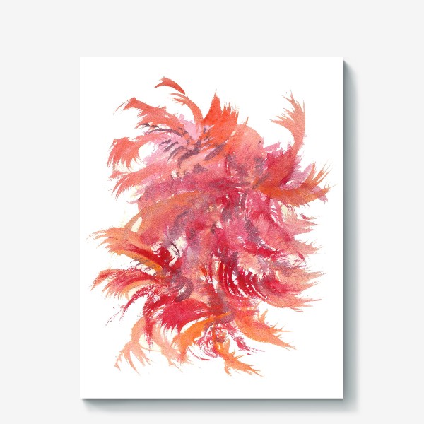 Холст «Voluminous bunch of fluffy bright scarlet bird feathers - Объемный пучок пушистых ярко-алых птичьих перьев»