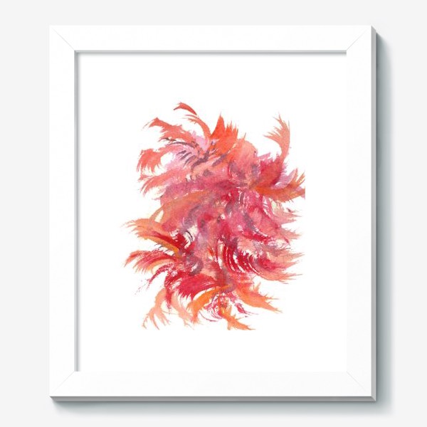 Картина «Voluminous bunch of fluffy bright scarlet bird feathers - Объемный пучок пушистых ярко-алых птичьих перьев»