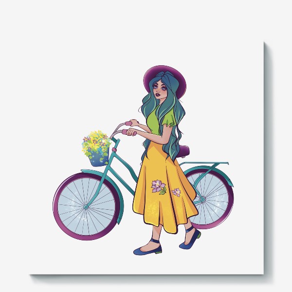 Холст «Девушка с велосипедом »