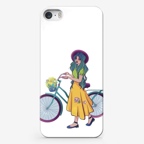 Чехол iPhone «Девушка с велосипедом »