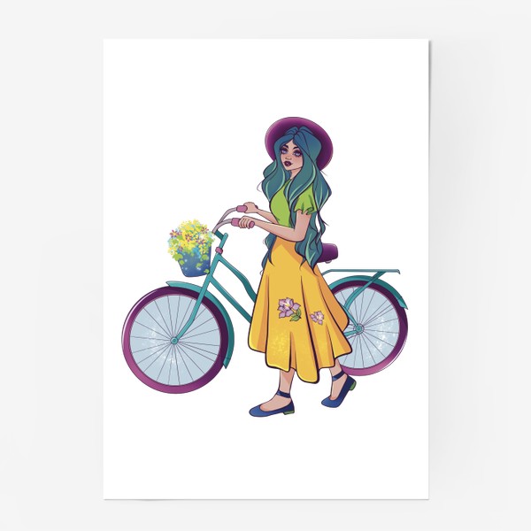 Постер «Девушка с велосипедом »