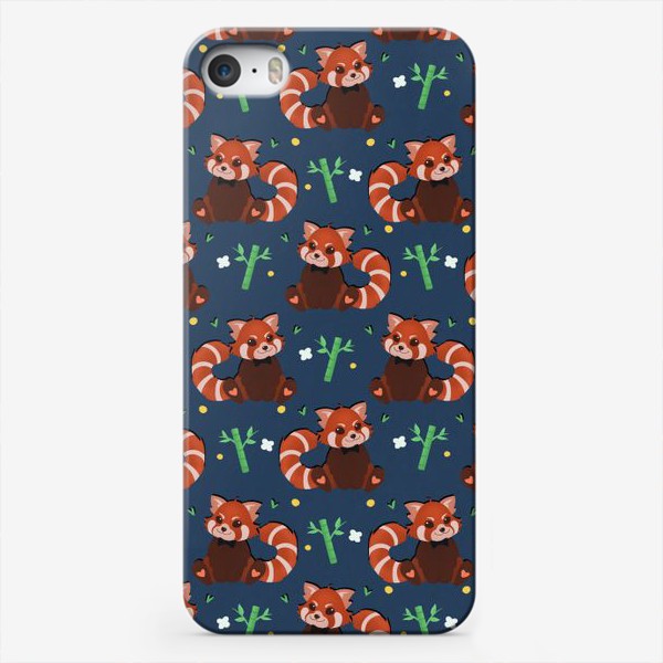 Чехол iPhone «Красная панда и бамбук »