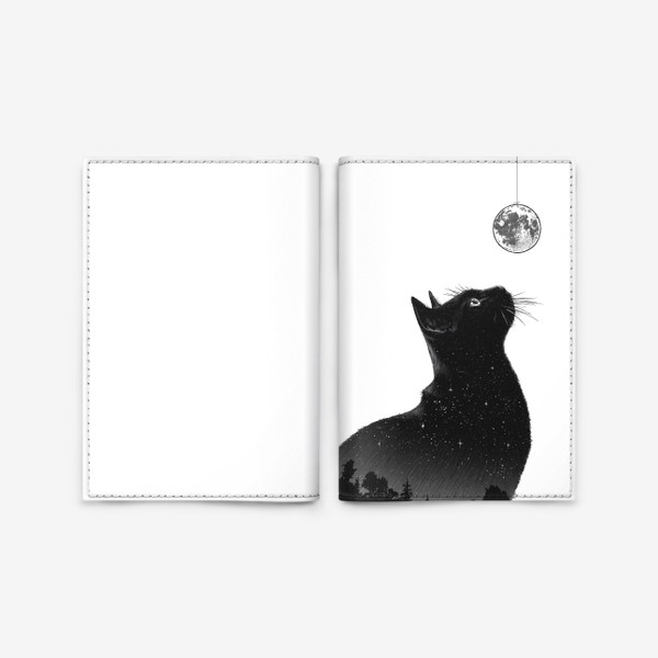 Обложка для паспорта «Кот с луной»