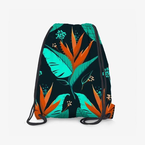Рюкзак «Оранжевая стрелиция и голубые листочки»