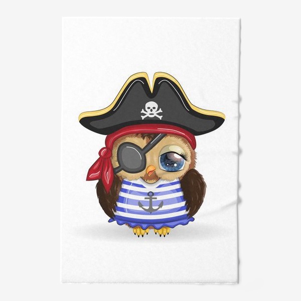 Полотенце &laquo;Сова-пиратка в треуголке, полосатой майке и с повязкой на глазу&raquo;