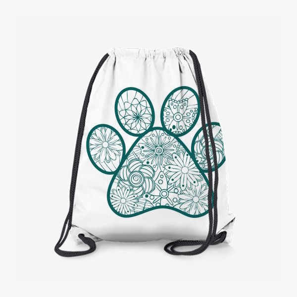 Рюкзак «Отпечаток лапки кота/собачки с цветочным узором зентангл»