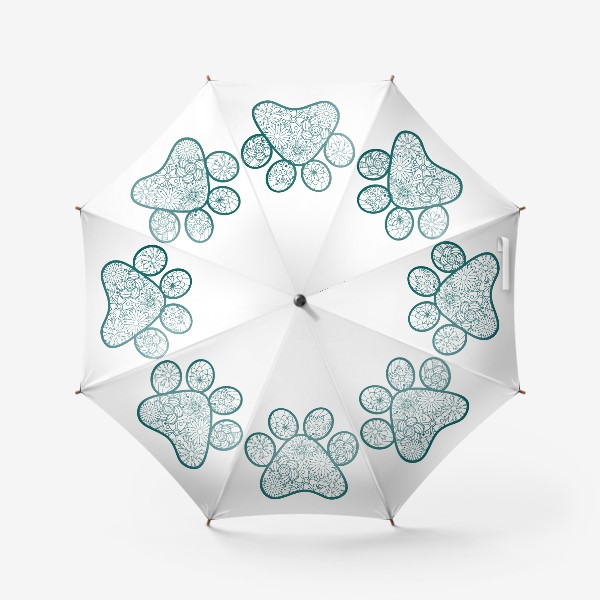 Зонт «Отпечаток лапки кота/собачки с цветочным узором зентангл»