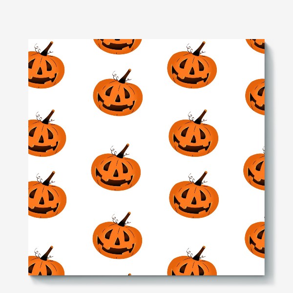 Холст «Паттерн на Хэллоуин с тыквами/Halloween pattern with pumpkins»