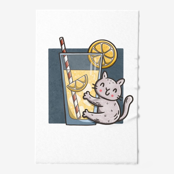 Полотенце «Милый котик и лимонад с лимоном »