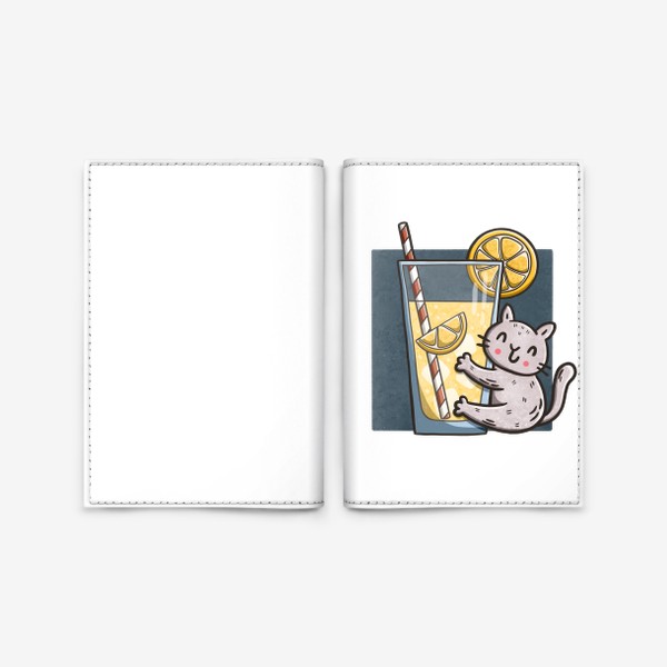 Обложка для паспорта «Милый котик и лимонад с лимоном »