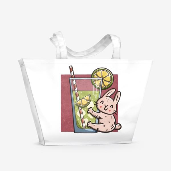 Пляжная сумка «Милый зайчик и лимонад с лаймом»