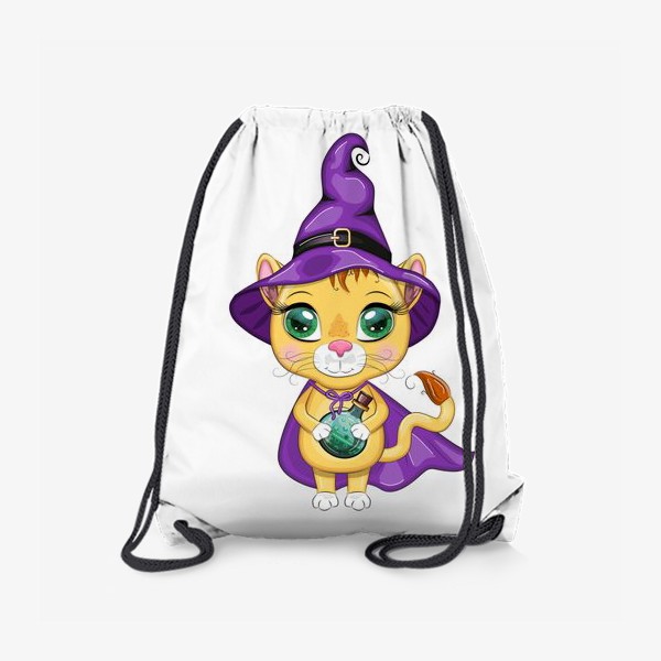 Рюкзак «Львица-волшебница в фиолетовом плаще, остроконечной шляпе держит зелье»