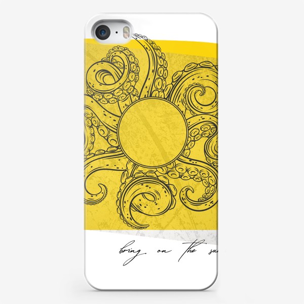 Чехол iPhone «Bring on the sunshine - Свети как солнце - Осьминог в виде солнца на желтом фоне - Мотивация»