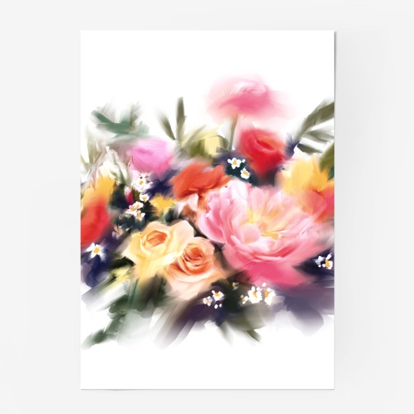 Постер «Букет цветов. Розы и пионы»