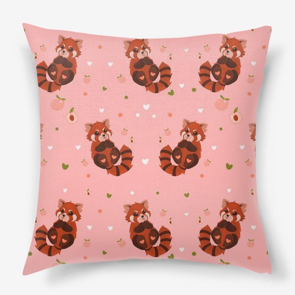 Подушка «Красная панда с персиком »