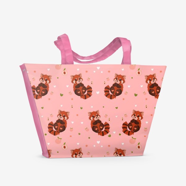 Пляжная сумка &laquo;Красная панда с персиком &raquo;