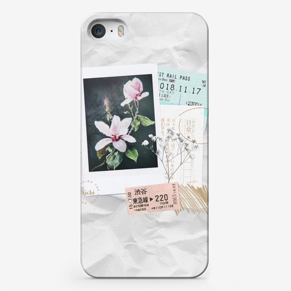 Чехол iPhone «Коллаж с магнолиями и почтовыми марками»
