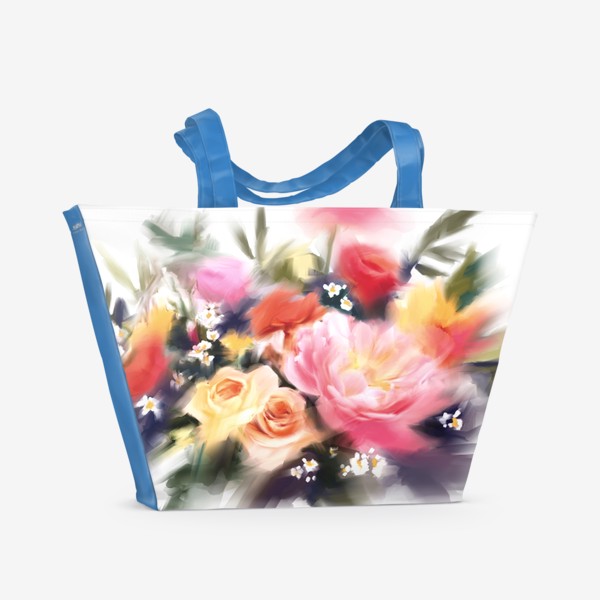 Пляжная сумка &laquo;Букет цветов. Розы и пионы&raquo;