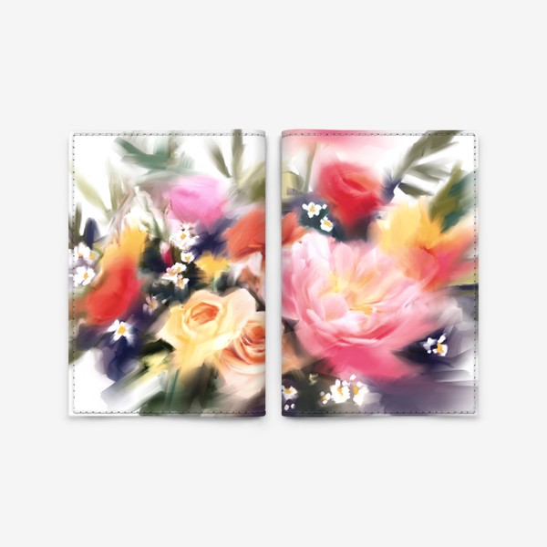 Обложка для паспорта «Букет цветов. Розы и пионы»