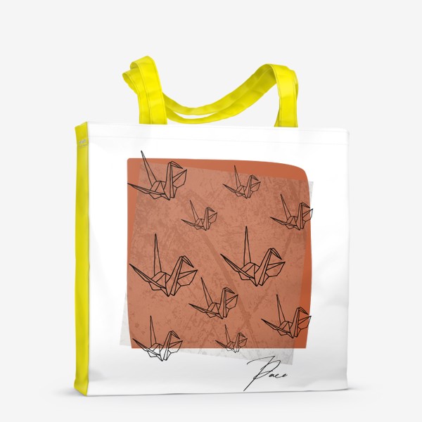 Сумка-шоппер «PEACE - МИР - Бумажные журавлики как символ мира - Мотивация»