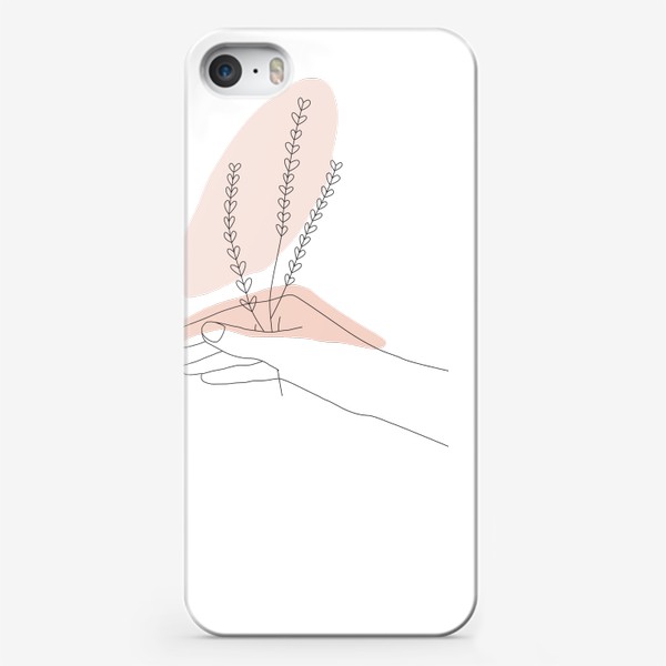 Чехол iPhone «Ветка растения в руке, линейный стиль, абстракция, line art»
