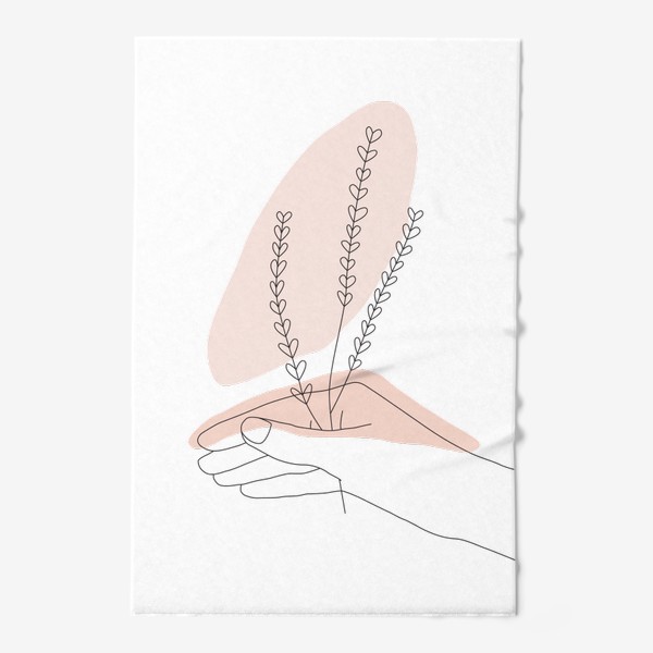 Полотенце &laquo;Ветка растения в руке, линейный стиль, абстракция, line art&raquo;