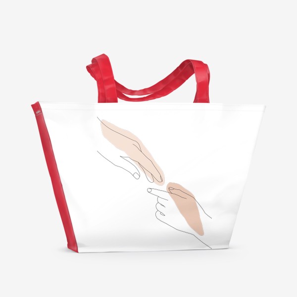 Пляжная сумка «Руки, линейный стиль, абстракция, line art»