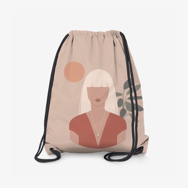 Рюкзак «Девушка блондинка с длинными волосами, портрет, плоский минималистичный бохо стиль»