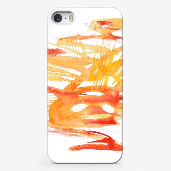 Чехол iPhone «Abstract bright warm sunset sky with wavy clouds in yellow-red colors - Яркое теплое закатное небо в желто-красных тонах»