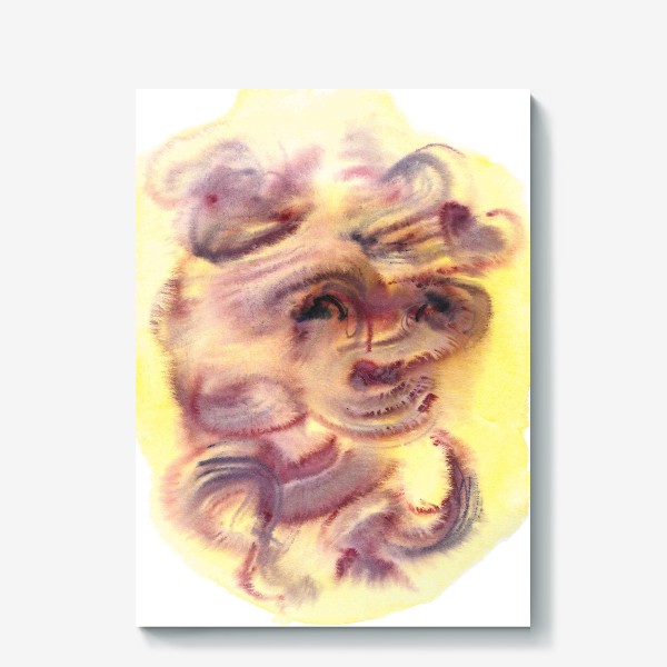 Холст «Abstract image of cute fluffy animal muzzle on yellow   - Абстрактное изображение милой пушистой мордочки животного»
