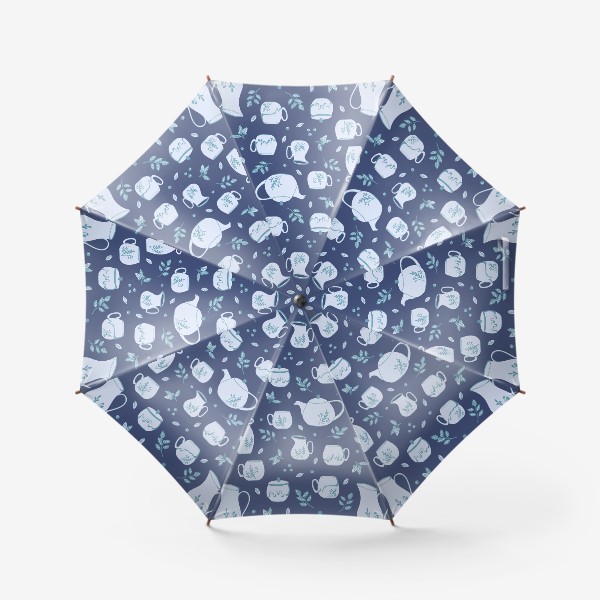 Зонт «Паттерн с керамической посудой и растениями»
