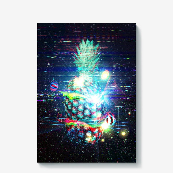 Холст «Разрезанный ананас с помехами VHS»