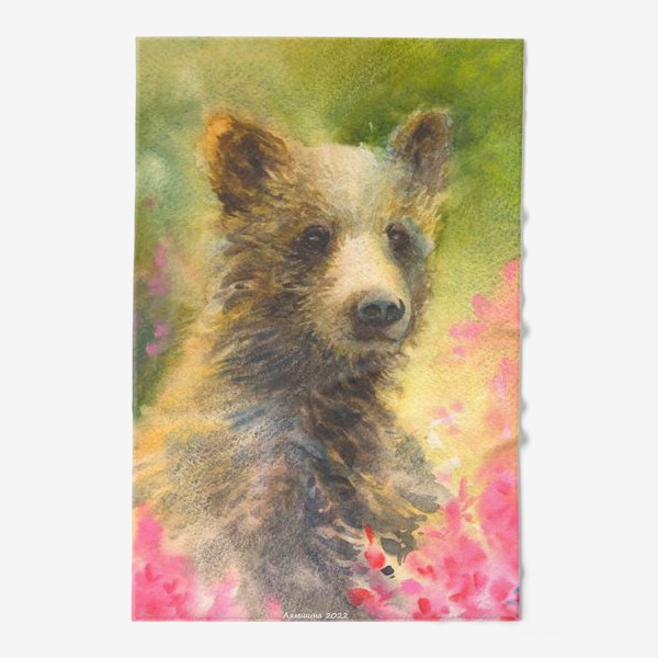 Полотенце «Медведь в цветах»