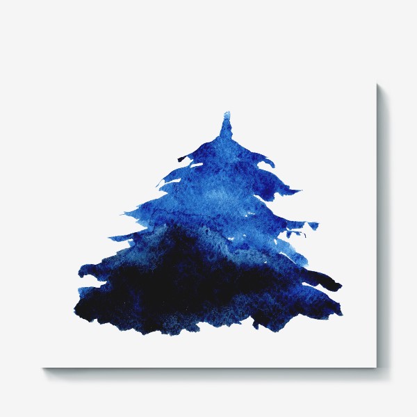 Холст «Акварельная синяя ель»